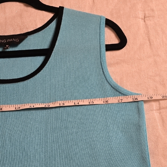 Ming Wang 2 Pieces Blue and Black Geometric Cardigan And Top - Picture 13 of 16